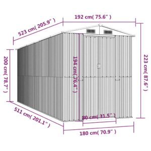 Αποθήκη Κήπου Ανοιχτό καφέ 192x523x223 εκ. Γαλβανισμένο Ατσάλι