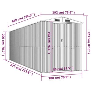 Αποθήκη Κήπου Ανοιχτό καφέ 192x689x223 εκ. Γαλβανισμένο Ατσάλι