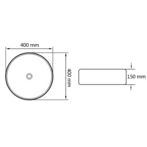 Νιπτήρας Στρογγυλός Μαύρος 40 x 15 εκ. Κεραμικός