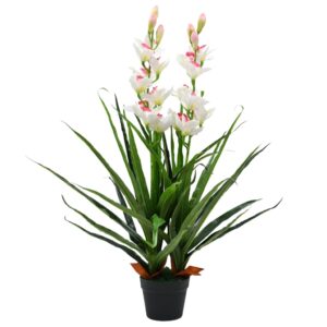 Ορχιδέα Cymbidium Τεχνητή Πράσινη 100 εκ. με Γλάστρα