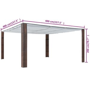 Κιόσκι με Οροφή Καφέ/Κρεμ 400x400x200 εκ. από Συνθετικό Ρατάν