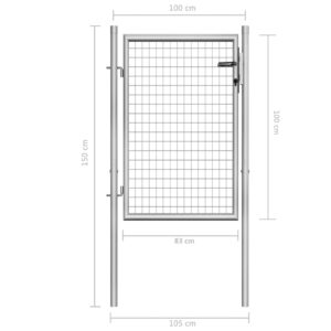 Πόρτα Περίφραξης Ασημί 105 x 150 εκ. από Γαλβανισμένο Χάλυβα