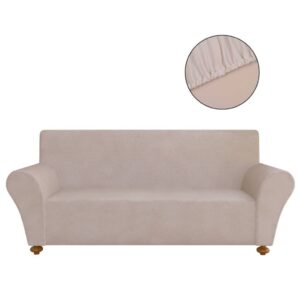 131090  Stretch Couch Slipcover Beige Polyester Jersey