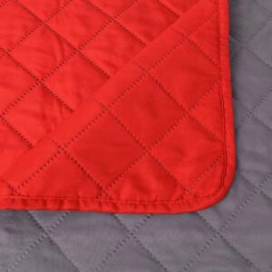 131555  Double-sided Quilted Bedspread Red and Grey 170x210 cm