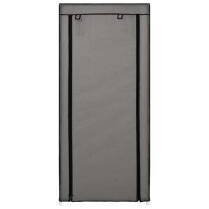 282430  Shoe Cabinet with Cover Grey 58x28x106 cm Fabric