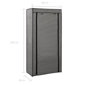 282430  Shoe Cabinet with Cover Grey 58x28x106 cm Fabric