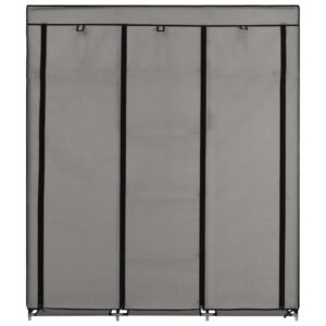 282456  Wardrobe with Compartments and Rods Grey 150x45x175 cm Fabric