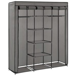 282456  Wardrobe with Compartments and Rods Grey 150x45x175 cm Fabric