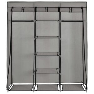 282456  Wardrobe with Compartments and Rods Grey 150x45x175 cm Fabric