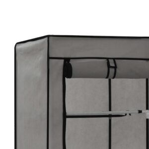 282456  Wardrobe with Compartments and Rods Grey 150x45x175 cm Fabric