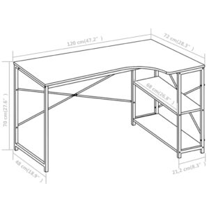 Γραφείο Υπολογιστή Λευκό 120 x 72 x 70 εκ.