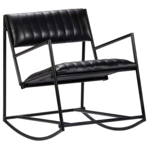 282905  Rocking Chair Black Real Leather