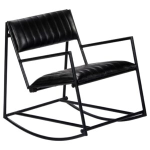 282905  Rocking Chair Black Real Leather