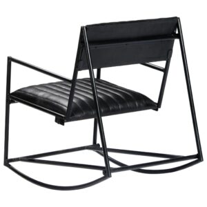 282905  Rocking Chair Black Real Leather