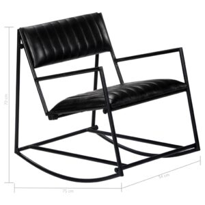 282905  Rocking Chair Black Real Leather