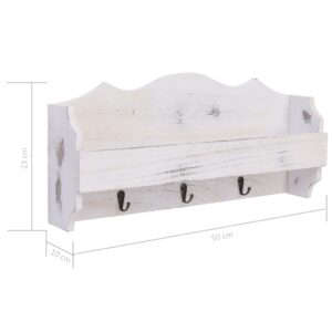 284231  Wall Mounted Coat Rack White 50x10x23 cm Wood