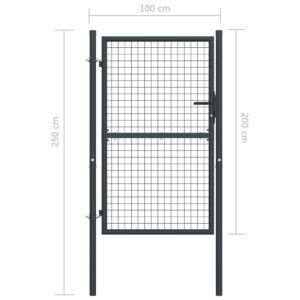 Πόρτα Περίφραξης με Πλέγμα Γκρι 100 x 250 εκ. Γαλβαν. Χάλυβας