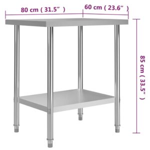 Πάγκος Εργασίας Κουζίνας 80x60x85 εκ. από Ανοξείδωτο Ατσάλι