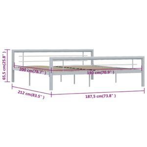 Πλαίσιο Κρεβατιού Γκρι / Λευκό 180 x 200 εκ. Μεταλλικό