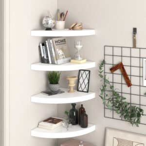 323909  Floating Corner Shelves 4 pcs High Gloss White 35x35x3