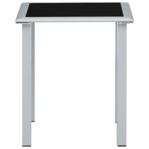 310541  Garden Table Black and Silver 41x41x45 cm Steel and Glass