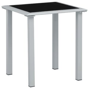 310541  Garden Table Black and Silver 41x41x45 cm Steel and Glass