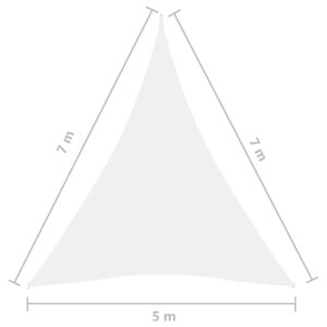 Πανί Σκίασης Τρίγωνο Λευκό 5 x 7 x 7 μ. από Ύφασμα Oxford