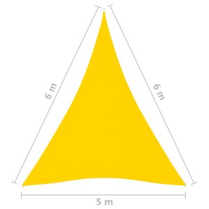 Πανί Σκίασης Τρίγωνο Κίτρινο 5 x 6 x 6 μ. από Ύφασμα Oxford