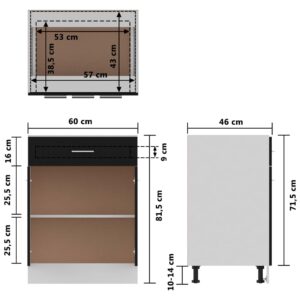 Ντουλάπι με Συρτάρι Γυαλιστερό Μαύρο 60x46x81