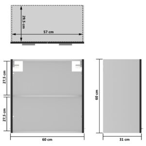 Ντουλάπι Κρεμαστό με Τζάμι Γυαλ. Μαύρο 60x31x60 εκ. Μοριοσανίδα