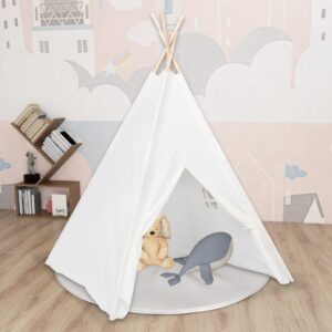 Σκηνή Teepee Παιδική Λευκή 120x120x150 εκ. Peach Skin με Σάκο