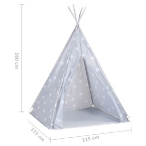 Σκηνή Teepee Παιδική Γκρι 115x115x160 εκ. Πολυεστερική με Σάκο