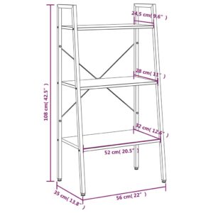 Ραφιέρα Όρθια 3 Επιπέδων Μαύρη 56 x 35 x 108 εκ.