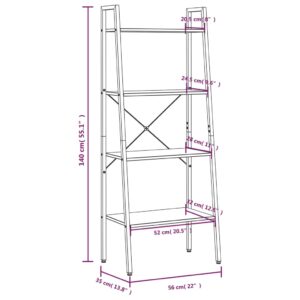 Ραφιέρα 4 Επιπέδων Ανοιχτό Καφέ & Μαύρο 56 x 35 x 140 εκ.