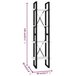 Βιβλιοθήκη με 4 Ράφια Λευκή 40 x 30 x 140 εκ. από Μοριοσανίδα