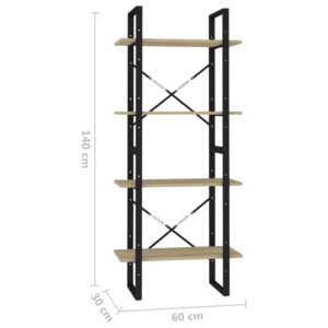 Βιβλιοθήκη με 4 Ράφια Sonoma Δρυς 60x30x140 εκ. από Μοριοσανίδα