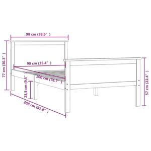 Πλαίσιο Κρεβατιού 90 x 200 εκ. από Μασίφ Ξύλο Πεύκου