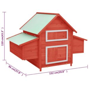 Κοτέτσι Κόκκινο & Λευκό 152x96x110 εκ. από Μασίφ Ξύλο Ελάτης