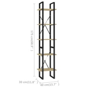 Βιβλιοθήκη με 5 Ράφια Sonoma Δρυς 40x30x175 εκ. από Μοριοσανίδα