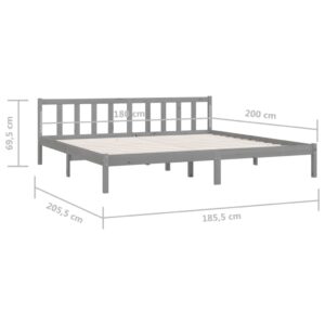 Πλαίσιο Κρεβατιού Γκρι 180x200 εκ. Μασίφ Πεύκο 6FT Super King