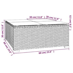 Τραπέζάκι Κήπου Καφέ 60 x 60 x 30 εκ. Συνθετικό Ρατάν/Γυαλί