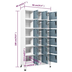 Φοριαμός Ανοιχτό Γκρι & Σκούρο Γκρι 90 x 40 x 180 εκ. Ατσάλινος