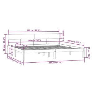 Πλαίσιο Κρεβατιού Λευκό 180x200 εκ. Μασίφ Πεύκο UK Super King