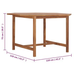 Τραπεζαρία Κήπου 110 x 110 x 75 εκ. από Μασίφ Ξύλο Teak