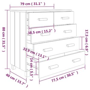 Συρταριέρα Καφέ Μελί 79 x 40 x 80 εκ. από Μασίφ Ξύλο Πεύκου