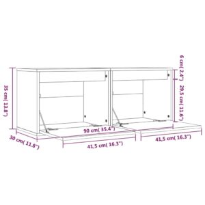 Ντουλάπια Τοίχου 2 τεμ. Λευκά 45x30x35 εκ από Μασίφ Ξύλο Πεύκου