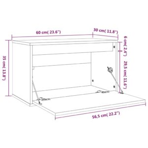 Ντουλάπι Τοίχου Γκρι 60 x 30 x 35 εκ. από Μασίφ Ξύλο Πεύκου