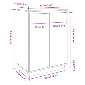 Παπουτσοθήκη Λευκή 60 x 35 x 80 εκ. από Μασίφ Ξύλο Πεύκου