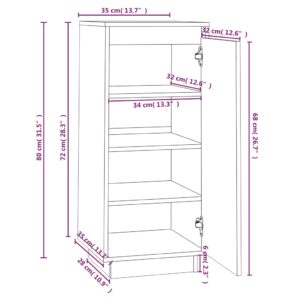 Παπουτσοθήκη Γκρι 35 x 35 x 80 εκ. από Μασίφ Ξύλο Πεύκου