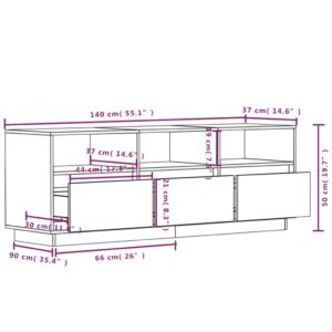 Έπιπλο Τηλεόρασης Γκρι 140 x 37 x 50 εκ. από Μασίφ Ξύλο Πεύκου